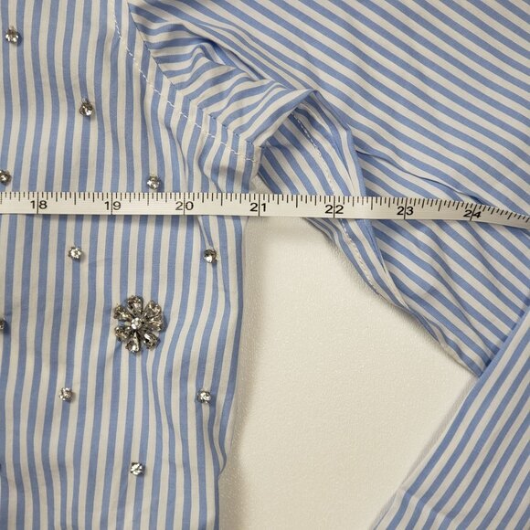 J.Crew Collection Garçon Embellished Shirt in Blue Pinstripe Women's - Pick Size - Picture 5 of 16